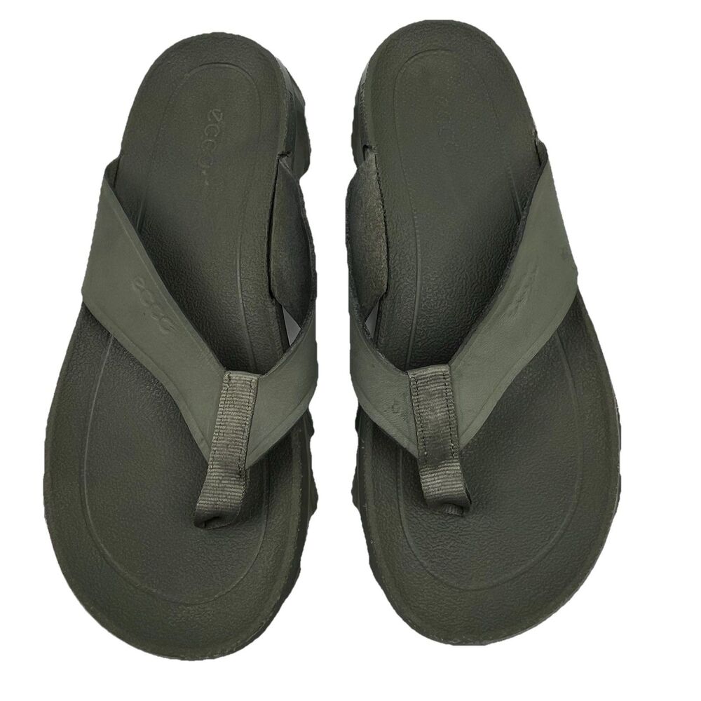 Ecco Women MX Flipsider Sandals Flip Flops Green Leather Size 38 EU